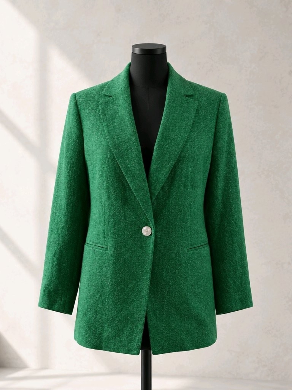 Talbots NWT Emerald Green 100% Linen Structured Blazer Single Button